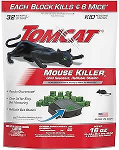 Tomcat Mouse Killer(e) Refillable Station for Indoor Use - Child Resistant (1 Station with 32 Baits)