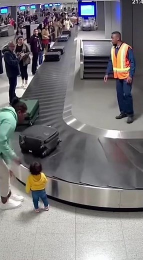 Airport Baggage 😱 Ramp Panic Toddler Near Rolling Suitcases! #shorts #sora