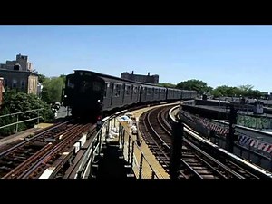 MTA New York City Subway R1-9 (M) Train enters Seneca Avenue