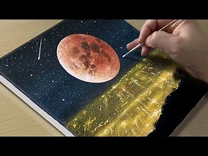 Full Moon Painting / Acrylic Painting / STEP by STEP