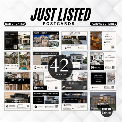 Real Estate Post Cards, Editable Templates for Realtors, Just Listed, Customizable Designs for Agents - Etsy