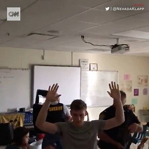"Put your hands up... you're safe. Everything is fine": A high school senior in Ocala, Florida, recorded this video as police swept this classroom after Friday’s shooting https://cnn.it/2HMHRBa | CNN