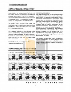 Fender Hot Rod Deluxe Instruction Manual