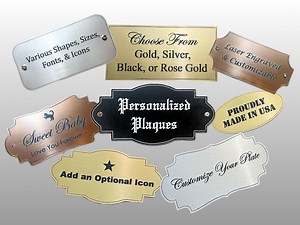 Personalized Name Plate | Gold, Silver, Black, Rose, Copper | Custom Laser Engraved Trophy Plaque | Adhesive or Screws - Etsy