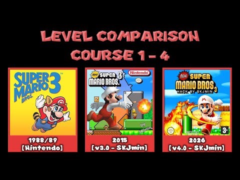 Comparison of World 1 - 4 (SMB3 VS. NSMB3 v3.0 VS. NSMB3 v4.0)