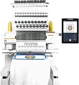 Ricoma Marquee 2001 Single-Head Multi Needle Commercial Embroidery Machine with Steel Embroidery Stand, Hoop and Cap Attachments, Chroma Digitizing Software, Lifetime Customer Support