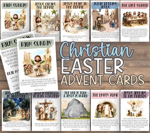 Christian Easter Advent Cards | Kids Printable Activities | Holy Week Countdown | Scripture Learning for Children | Easter Story Resources - Etsy