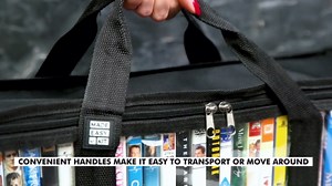 Made Easy Kit DVD Storage Bag - Clear PVC Organizer,Triple-Stitched Handles, Dividers - Stackable, Space-Saving, Fits 40 DVD Cases - Container for Movie Discs, Video Games, VHS Tapes (Black, 6 Bags)