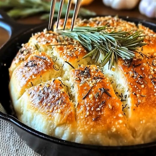 2.1K views | Rustic Garlic Rosemary Skillet Bread Ingredients: 1. 3...
