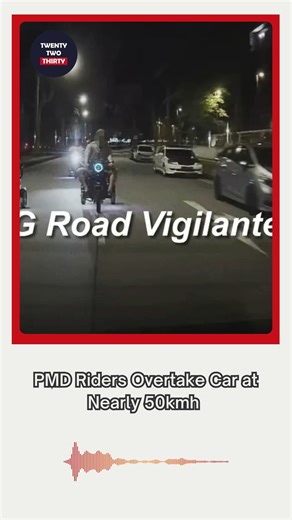 PMD Riders Race Past Car at 50kmh on Empty Road #Singapore #Safety