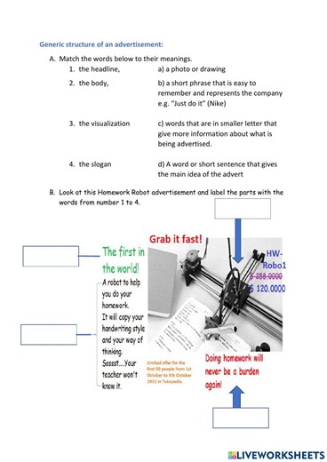 Advertisement worksheet worksheet