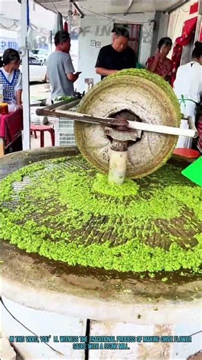 Traditional Stone Mill Making Chive Flower Sauce