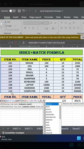 INDEX MATCH Formula in Excel | VLOOKUP Se Powerful Trick 🔥 (Hindi + English) #excel #shorts