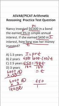 ASVAB/PiCAT Arithmetic Reasoning Practice Test Question: Simple Interest (I = prt) #acetheasvab