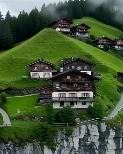 Aerial View of Swiss Cliff Houses | Stunning Drone Footage in the Alps #posternity #alps #aerialview