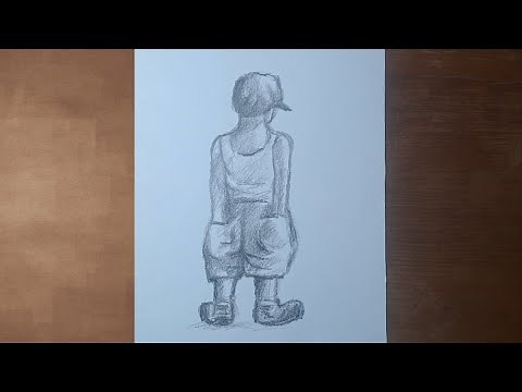 Cómo dibujar un niño de espaldas