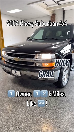 Another 🦄! 12k Miles. That’s right. This 2004 Chevrolet Suburban LS 4x4 was driven an average of only 600 miles a year since the original owner purchased it 🆕! Immaculate in every which way. 5.3 motor and one of the best transmissions ever made. Heck it even seats 9. Zero rust and perfect throughout. They’ll never make a truck this great again unfortunately. Well, who wants to own the best?! Headed to auction unless someone makes that crazy offer 🤪 | Vantage Auto