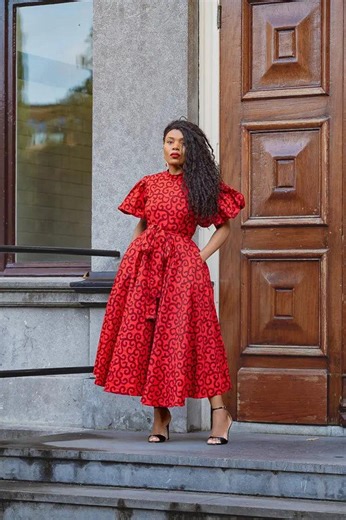 Olori Ruby Red Dress - Traditional Gown Ankara African Print Formal Occasion Wedding Guest Outfit Plus Size - Etsy