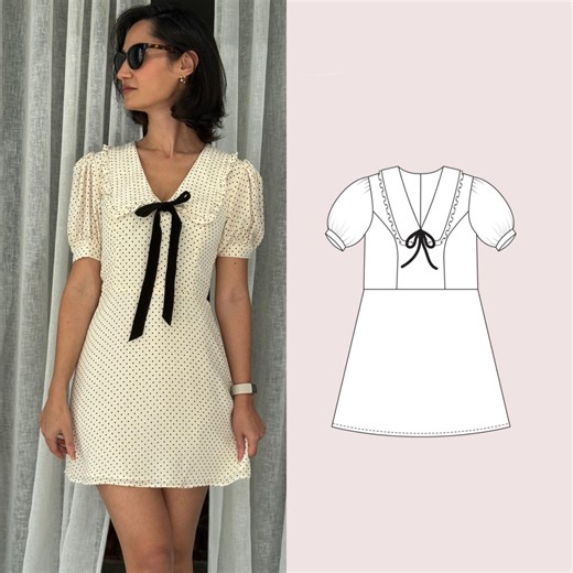Peter Pan Collar Mini Dress | Summer Dress | PDF Sewing Pattern | Mod Dress Pattern | Babydoll Dress | INSTANT DOWNLOAD - Etsy