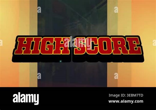 Animation of high score text banner against computer server room. Video game interface and business data storage technology concept Stock Video Footage - Alamy