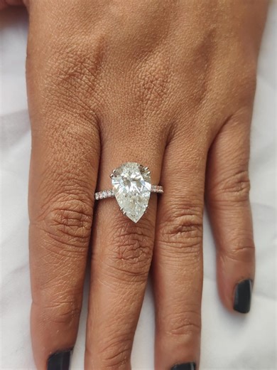 Brilliant Pear Cut 6.06ct CVD 8 Prong Cathedral Half Pave Setting Multicolor Stone Ring - Etsy