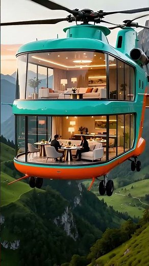 LUXURY HELICOPTER HOME IN THE SKY 🏠✨ #Luxury #Helicopter #aiart #shorts