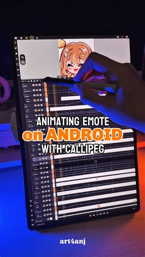 anj ♥ on Instagram: "ANIMATING emote on ANDROID!!!  It’s HERE Android artists!  What would YOU animate first??? ♡ animated on @callipeg.app ♡ samsung tab s9 ultra ️ #callipeg #androidart #androidapp #samsunggalaxys9 #digitalart #emotes #chibiart #kawaiiartstyle #twitchemotes #animation #twitchartist"