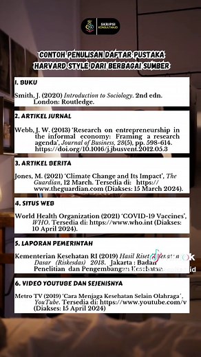 Contoh Penulisan Daftar Pustaka Harvard Style