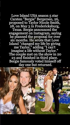 Love Island's Carsten "Bergie" Bergersen Engaged to Taylor Nicole Smith #shorts #BergieAndTaylor