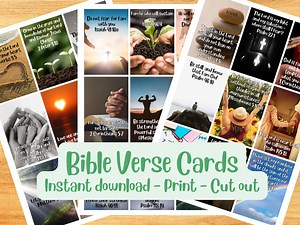 Bible Verse Printable Cards - Scripture Cards - Bible Verse Encouragement - for Adults and Children - Pack 1 - Etsy