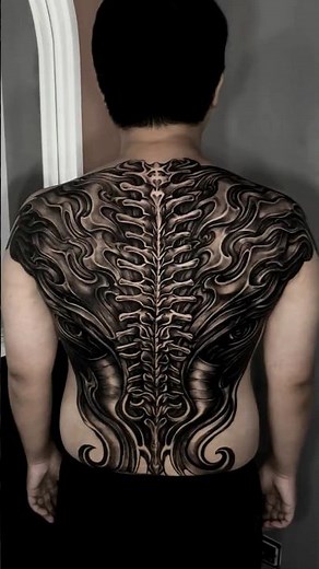🖤 Full Back Blackwork Spine Tattoo | Dark Biomechanical Ink 🖤