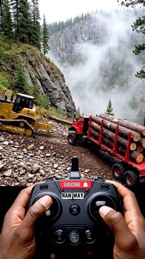 Ultra Realistic RC Logging Bulldozer & Trailer Truck Real Sound ASMR in Mountain Forest No Music
