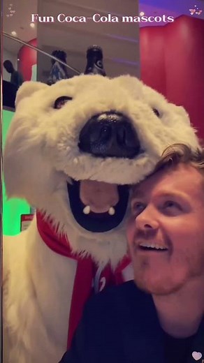 Funniest mascot—coca cola bear #cocacolabear #cocacola #mascotas #polarbear #fyp