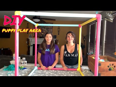 Amazing home made Puppy Play area ; DIY puppy play gym ; ManMade Kennels Puppy Play area