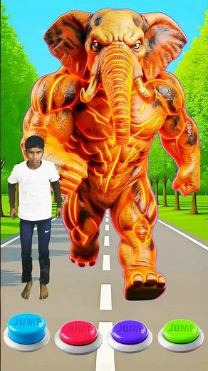 I jump red green blue button 💥 | Cow, Lion, Elephant & siren head #shorts #youtubeshorts