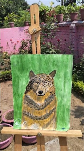 wolf acrylic painting 🤩 final part #shorts #acrylicpainting