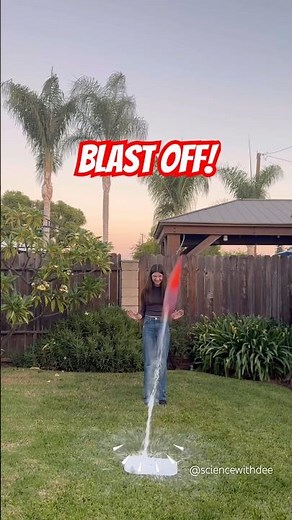 Blast off! Make your own baking soda bottle rocket with just 4 materials found at home!! 🚀