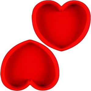 SOV Silicone Cake Pans for Baking, heart shaped Cake Molds, Non-stick silicone bakeware sets for chocolate cakes,brownies,cheesecakes, 2 packs