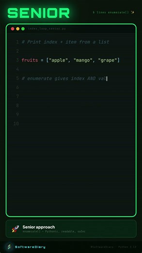 Junior vs Senior Python Developer 🐍 | Same Code, Different Thinking! #ytshorts #coding #python