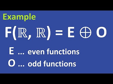 Example | space F(ℝ,ℝ) of real functions is direct sum of subspaces of even and odd functions