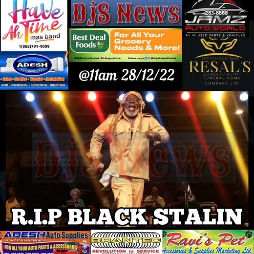 151 reactions · 70 shares | Calypsonian Black Stalin dies. The 81 year old passed away this morning, December 28 2022 at his home in San Fernando. The news was confirmed by Stalin’s wife Patsy who said he died peacefully around 9:45am. According to Patsy, Stalin had recently spent three weeks at the San Fernando General Hospital. Stalin had suffered a stroke 8 years ago and had been ailing ever since. RIP | DJ SHERIFF | Facebook