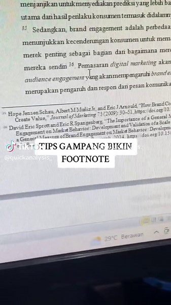 TIPS BIKIN FOOTNOTE PAKE MENDELEY #quickanalysissemuaberes #mahasiswaakhir #skripsian