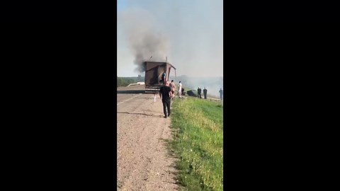 Explosion of drone-filled truck captured in Amursk, Russia