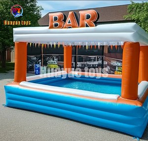 [Hot Item] Commercial Inflatable Floating Platform Pool Bar Inflatable Water Platform Dock Water Bar for Backyard