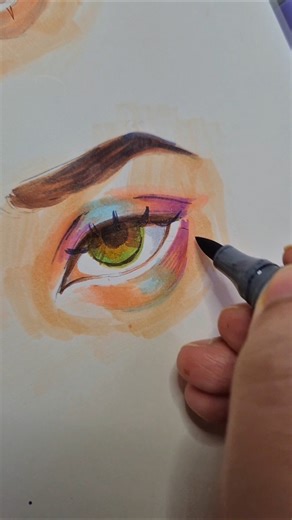 Drawing a colorful eye with copic markers #art #drawing #shorts