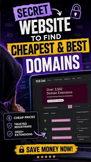 Secret Website to Find the Cheapest & Best Domain Names #domain #viral