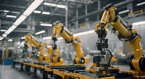 Automated robotic arms working on an assembly line in a modern manufacturing plant