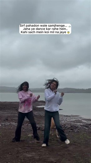 Beautiful Rain Dance in the Mountains 🌧️🏔️ | Two Girls Dancing to "Koi Mil Gaya" #Shorts