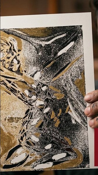 Abstract Figurative Monotype Printmaking | Gold, Black & White Contemporary Art on Paper #abstract