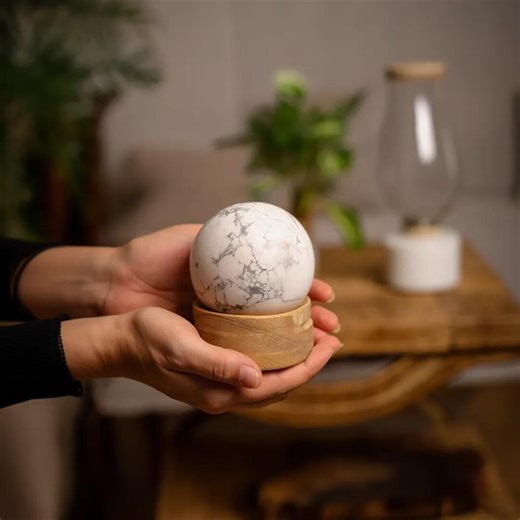 White Howlite Crystal Sphere, Polished Howlite Ball for Calming Decor and Meditation Focus, Stress Relief Stone Orb for Minimal Home Accent - Etsy